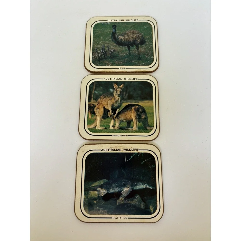 Australian Collection Drink Coasters‎ Set of 6 Wildlife Animals Platypus Emu